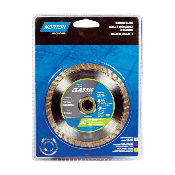 Norton Abrasives Norton Clipper 4-1/2 in. D X 5/8 and 7/8 in. Diamond Turbo Rim Blade 1 pc 07660702790 - main